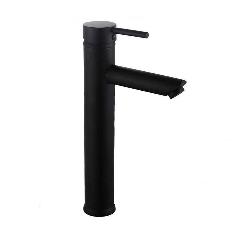 foto del prodotto rubinetto per bagno ultra moderno nero opaco miscelatore orientabile per lavabo a canna alta