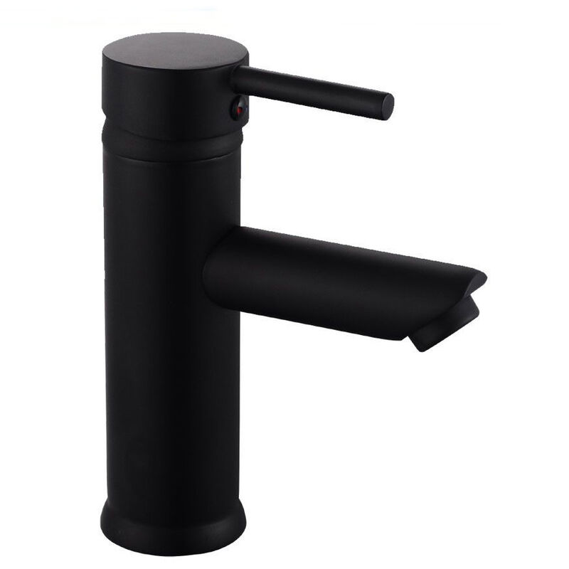 foto del prodotto rubinetto per bagno ultra moderno nero opaco miscelatore orientabile per lavabo a canna bassa