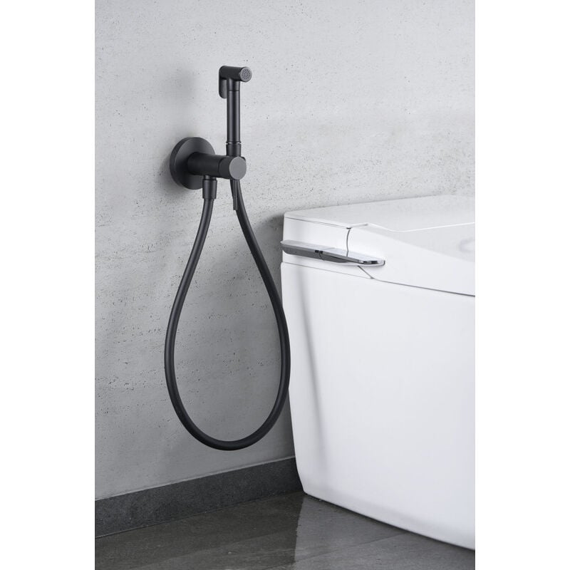 foto del prodotto rubinetto per bidet monocomando da incasso doccia igienica incorporata rubinetto da bagno intimo per bidet per acqua calda fredda colore nero opaco