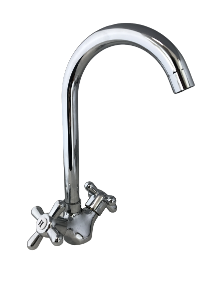 foto del prodotto rubinetto per cucina o bagno con maniglie a stella stile retrò vintage