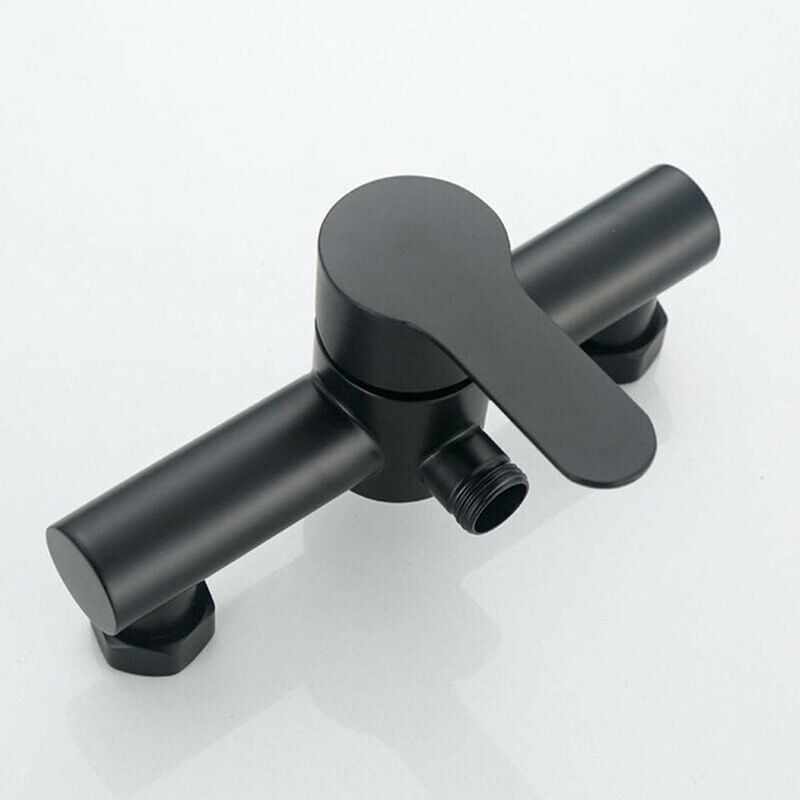 foto del prodotto rubinetto per doccia da vasca, in acciaio inox nero, per bagno, con soffione doccia a parete