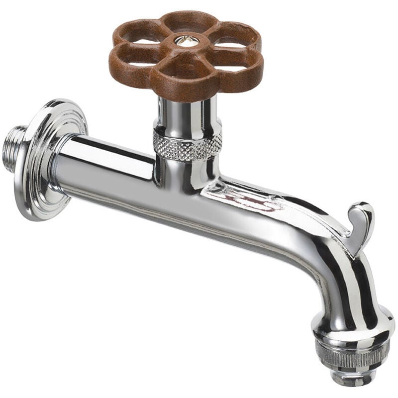 foto del prodotto rubinetto per fontana da giardino in ottone cromato con ghiera in tinta belfer rub 018 ruggine