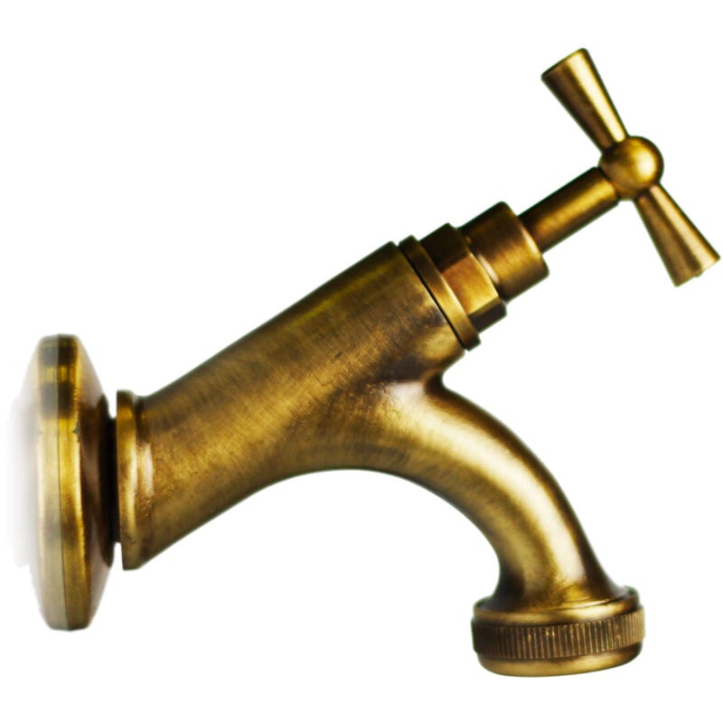 foto del prodotto rubinetto per fontane in ottone brunito con rosone