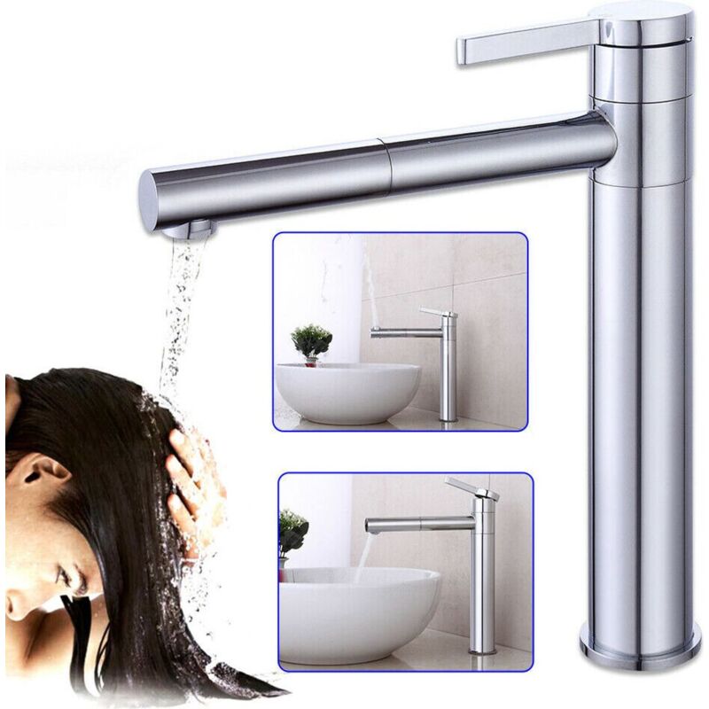 foto del prodotto rubinetto per il bagno crediri, girevole a 360 , rubinetto per lavabo, miscelatore monocomando, rubinetto per il bagno con lavabo alto
