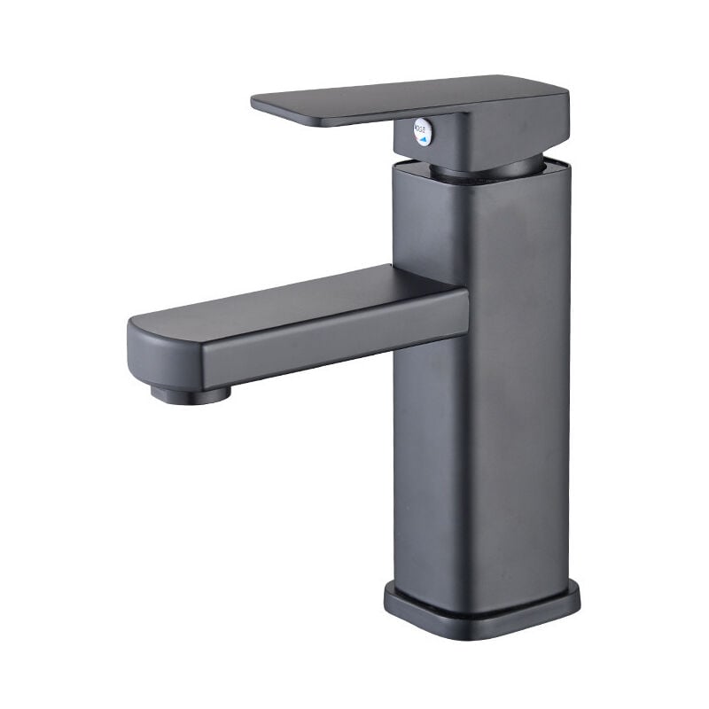 foto del prodotto rubinetto per lavabo a cascata nero, miscelatore per lavabo da appoggio per bagno alto, grande rubinetto con beccuccio quadrato in ottone, acqua