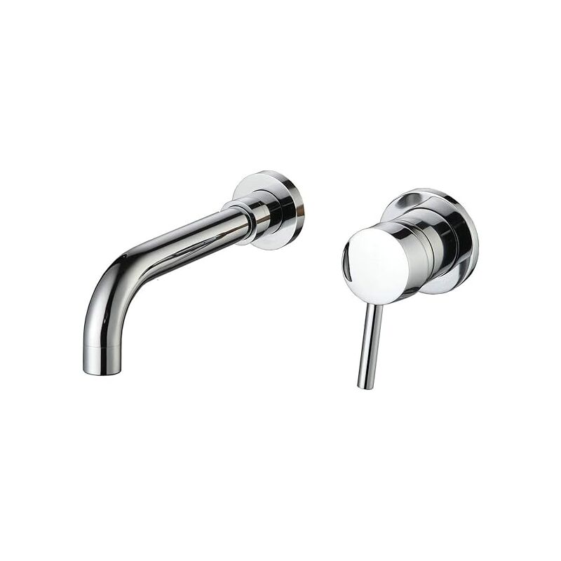 foto del prodotto rubinetto per lavabo a parete, miscelatore per bagno in ottone, colore argento