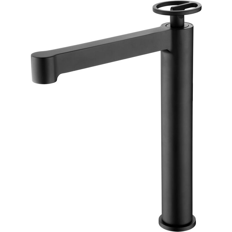 foto del prodotto rubinetto per lavabo alto in ottone, rubinetto monocomando a bocca lunga rubinetto per bagno alto colore nero opaco