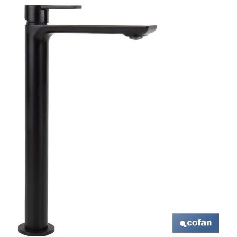 foto del prodotto rubinetto per lavabo alto monocomando nero opaco modello kerch da 25 mm