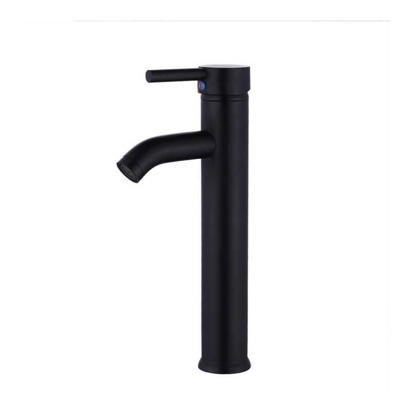 immagine 0 del prodotto rubinetto per lavabo da bagno alto in acciaio inossidabile, miscelatore monocomando per acqua calda e fredda con 2 tubi flessibili inclusi, nero
