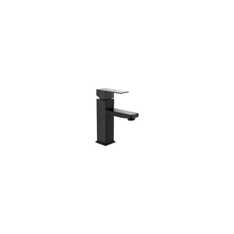 foto del prodotto rubinetto per lavabo da bagno in acciaio inossidabile nero design quadrato a foro singolo