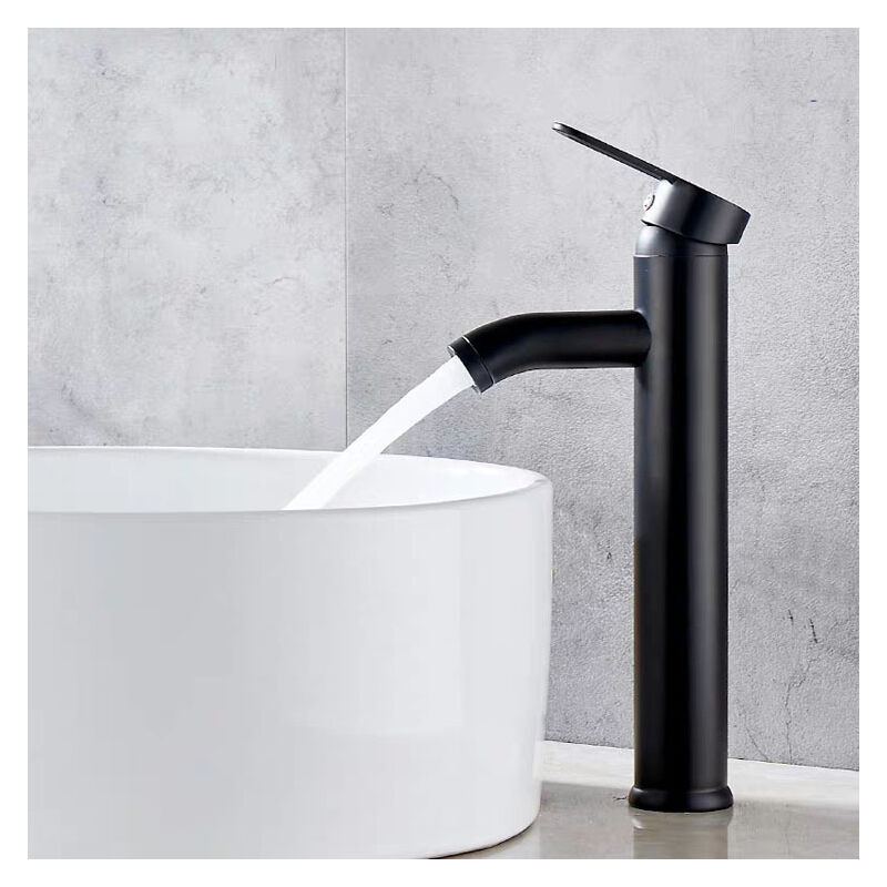 foto del prodotto rubinetto per lavabo da bagno in rame nero opaco, miscelatore per acqua calda e fredda, rubinetto per lavabo opaco, design elegante e retr ,