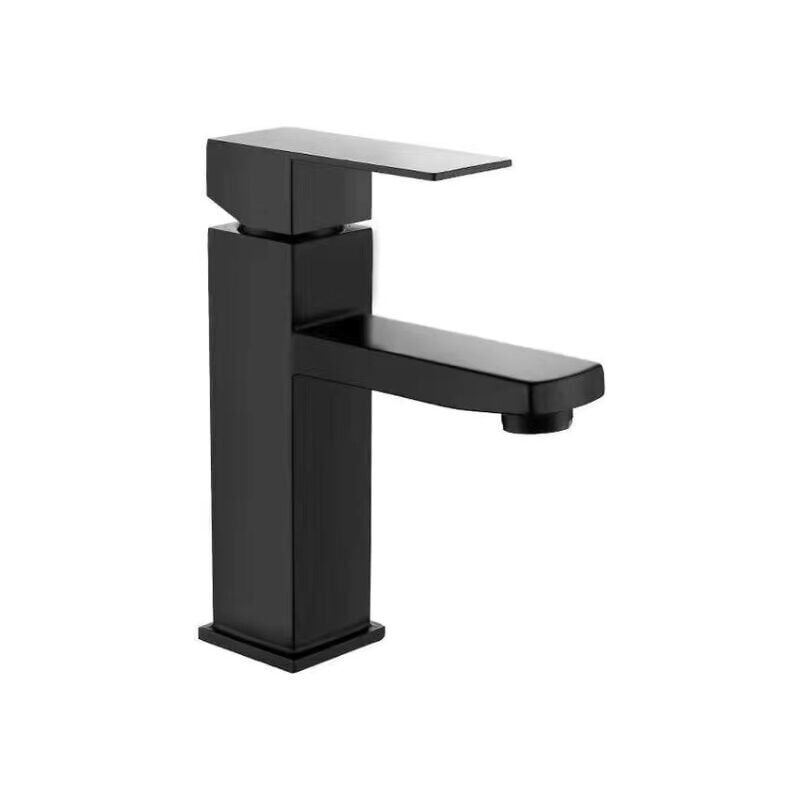 foto del prodotto rubinetto per lavabo da bagno monoforo nero opaco, rubinetto per acqua calda e fredda in acciaio inossidabile, xvx