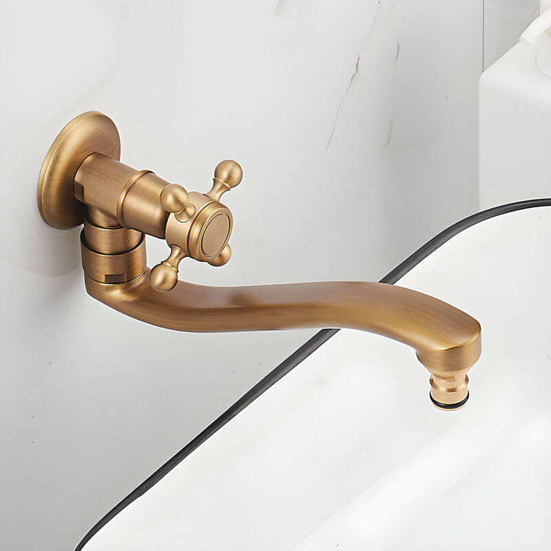 immagine 0 del prodotto rubinetto per lavabo da giardino a parete, rubinetto per lavabo con acqua fredda retr , in ottone anticato, rotazione a 360 , miscelatore per lavabo