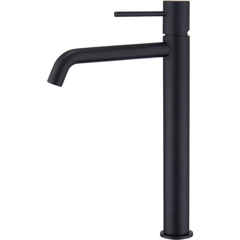 foto del prodotto rubinetto per lavabo monocomando a bocca alta in ottone rubinetti da bagno di alto design per lavabo nero opaco