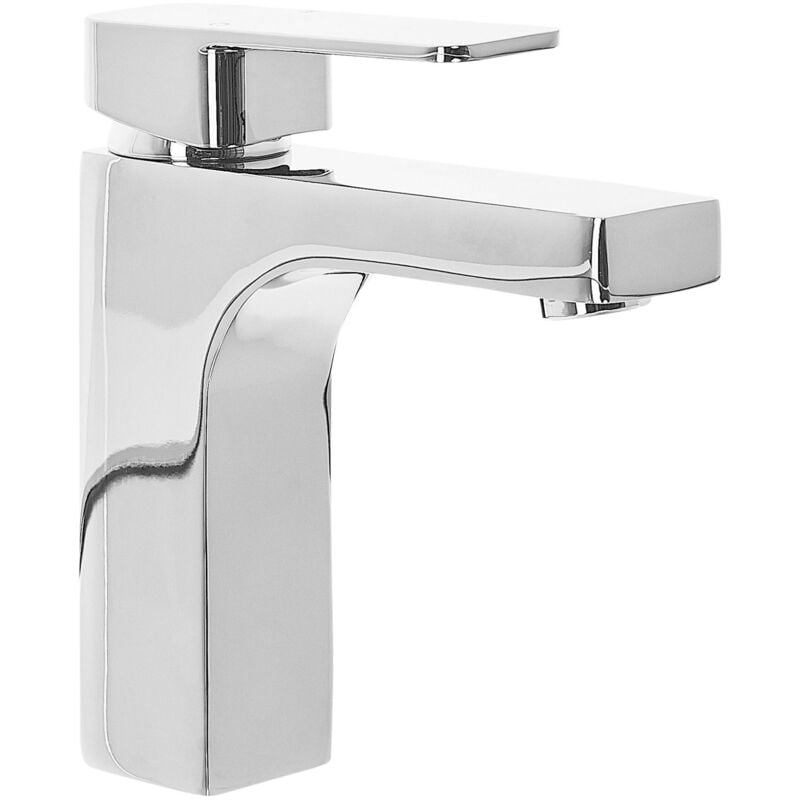 foto del prodotto rubinetto per lavabo monocomando in metallo cromato stile moderno irupu