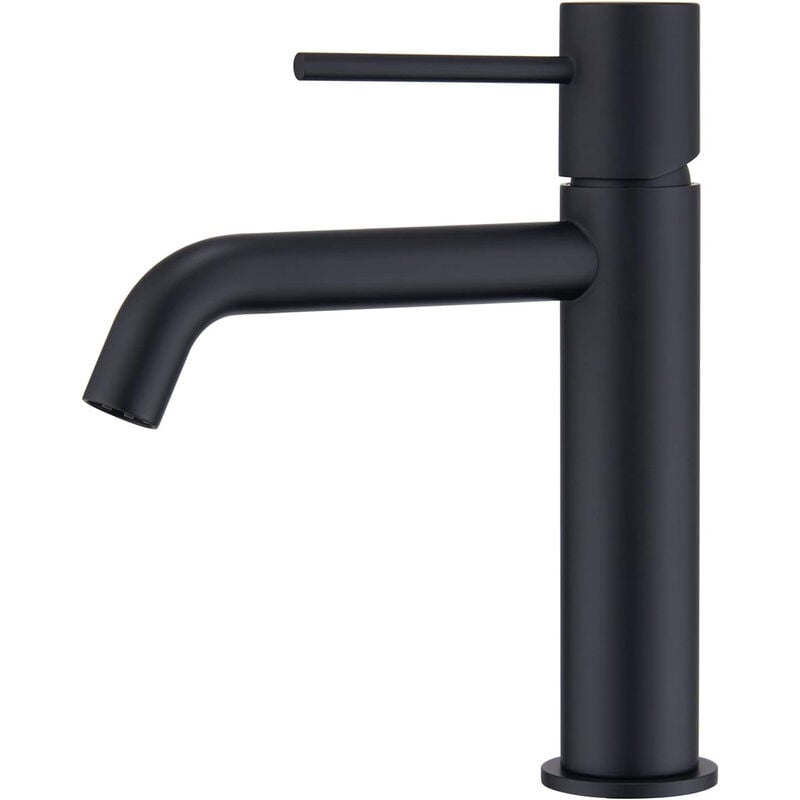 foto del prodotto rubinetto per lavabo monocomando in ottone con acqua calda fredda a 2 vie rubinetto da bagno per lavabo nero opaco
