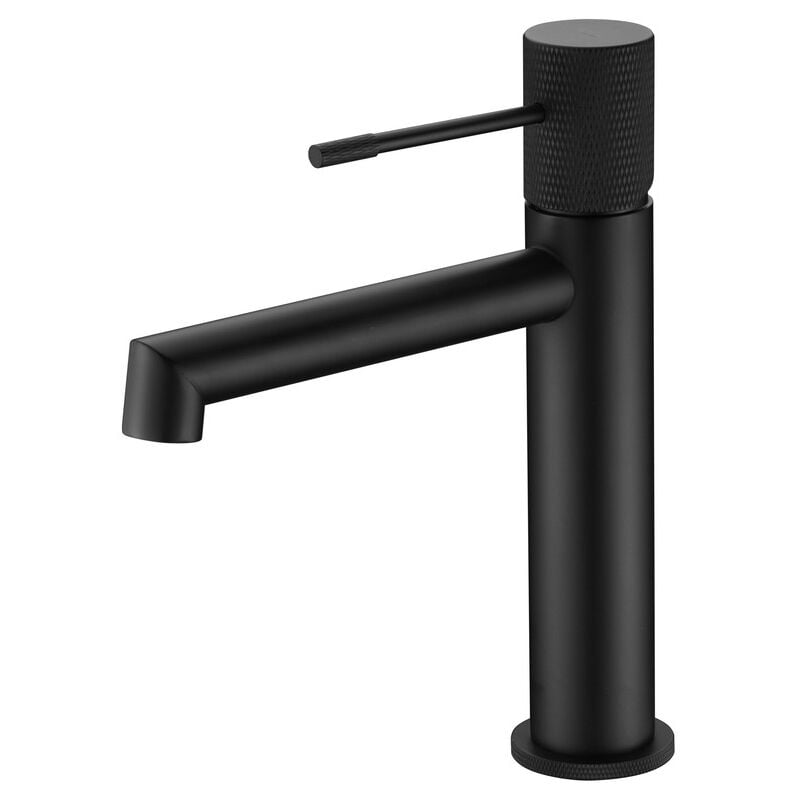 foto del prodotto rubinetto per lavabo monocomando, rubinetti da bagno per acqua calda fredda, nero opaco