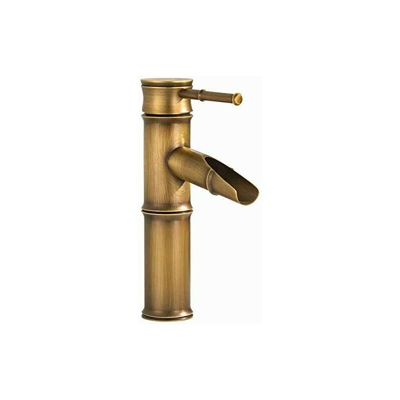 foto del prodotto rubinetto per lavabo retr in ottone, rubinetto per lavandino del bagno, rubinetto per lavabo retr con maniglia singola, rubinetto per lavabo con