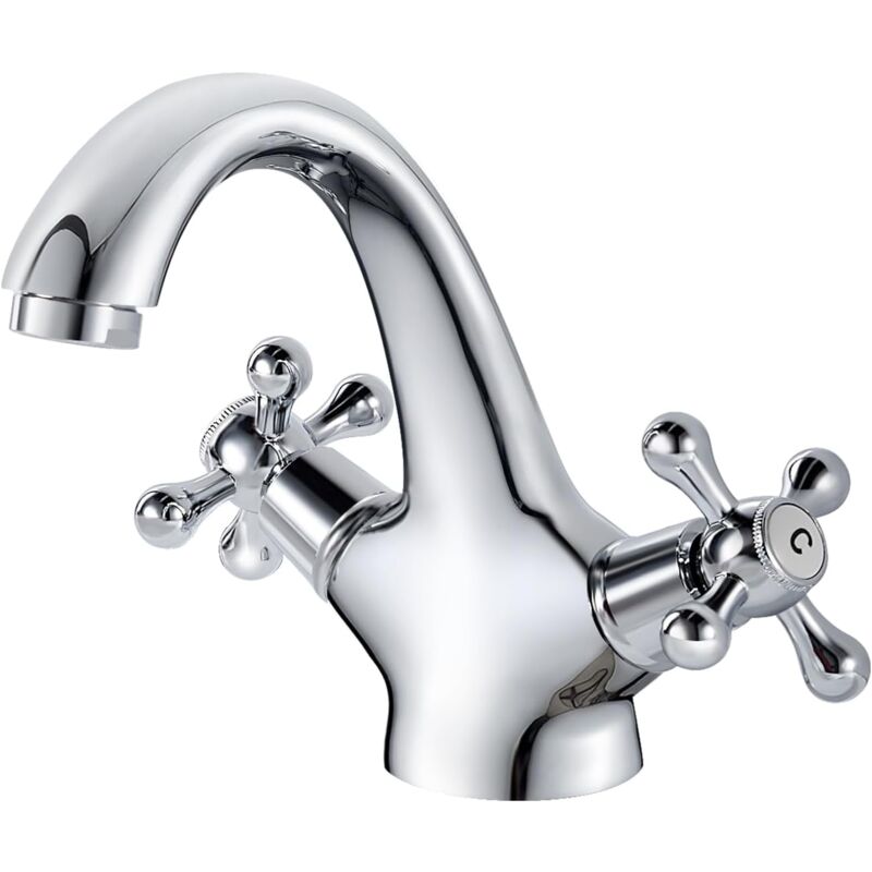 foto del prodotto rubinetto per lavabo retr , miscelatore per lavabo a doppia maniglia, rubinetto per lavabo da bagno, rubinetto per lavabo con acqua calda e fredda
