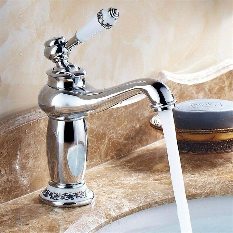 foto del prodotto rubinetto per lavabo retr , rubinetto per lavabo in ottone in ceramica, miscelatore antico vintage, rubinetto per acqua calda fredda, decorazione