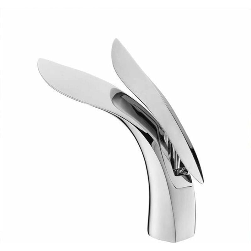 foto del prodotto rubinetto per lavabo rubinetto per bagno, rubinetto per lavabo dal design moderno ed elegante in ottone cromato, acqua calda e fredda disponibile,