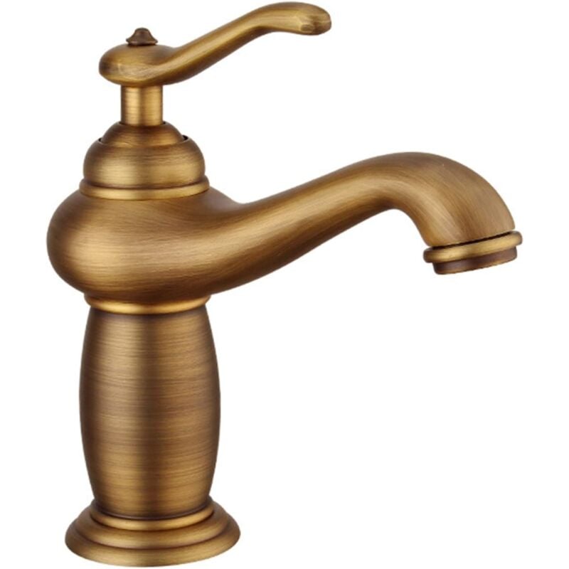 foto del prodotto rubinetto per lavandino del bagno in bronzo antico, miscelatore in ottone massiccio di rame, 19,5 cm, bronzo