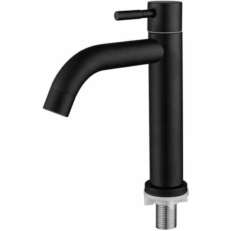 foto del prodotto rubinetto per lavandino del bagno, rubinetto per lavabo con maniglia singola in acciaio inossidabile, elegante design retr , nero opaco nero opaco