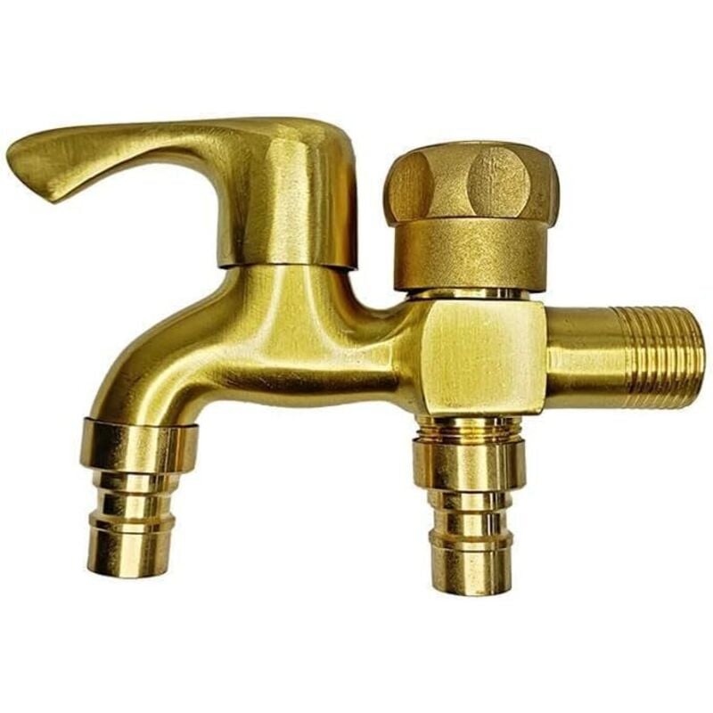 foto del prodotto rubinetto per lavatrice in ottone a doppio uso, valvola angolare per bagno, rubinetto da giardino, miscelatore per esterni dimensioni 16,5 10,2