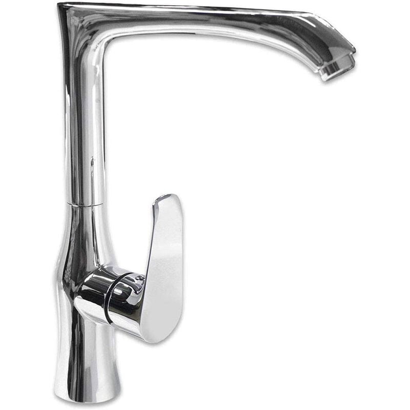 foto del prodotto rubinetto per lavello da cucina a canna alta quadrata miscelatore monocomando per lavandino in ottone cromato 52790a