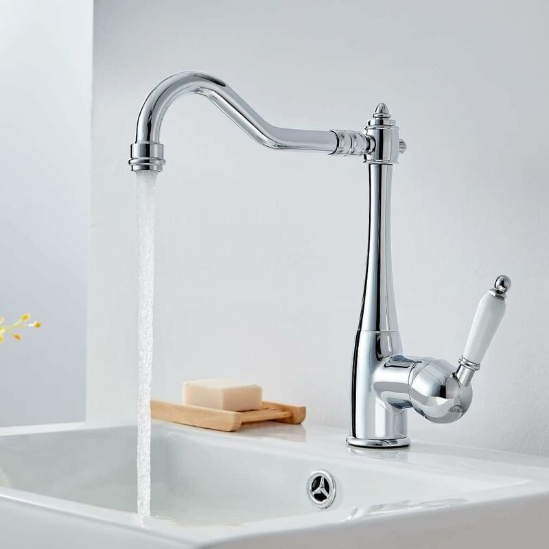 foto del prodotto rubinetto per lavello da cucina elegante rubinetto per lavello miscelatore per lavello da cucina con beccuccio alto rotazione a 360 rubinetto per