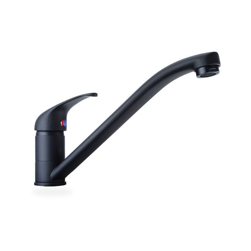 foto del prodotto rubinetto per lavello da cucina girevole a 360 nero opaco, rubinetto per lavello da cucina in ottone, con raccordi per tubo flessibile g3 8 