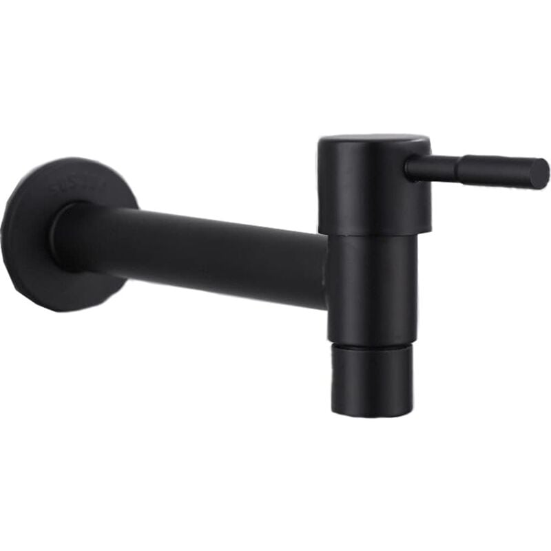 foto del prodotto rubinetto per piscina, rubinetto a parete nero, rubinetto a parete, rubinetto per acqua fredda, lavandino del bagno, rubinetto per lavabo lungo nero 