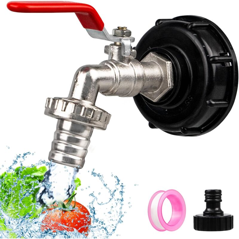 foto del prodotto rubinetto per serbatoio, adattatore per serbatoio da 1 2 , rubinetto per serbatoio ibc, rubinetto per serbatoio s60x6 con adattatore in plastica,