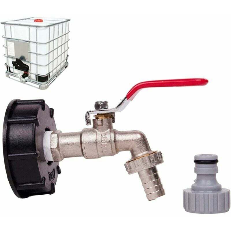 foto del prodotto rubinetto per serbatoio rtgpt da 1000 l per recupero acqua piovana, adattatore per serbatoio ibc da 3 4 con doppio rubinetto, in ottone e pp con