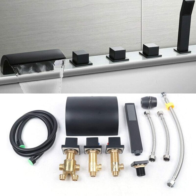 foto del prodotto rubinetto per vasca da bagno a 5 fori doccetta per vasca da bagno in ottone doccetta in ottone , rubinetto a cascata