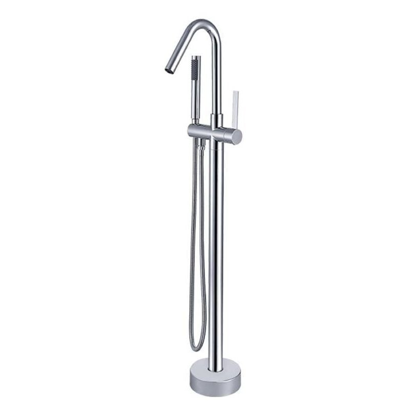 foto del prodotto rubinetto per vasca da bagno indipendente, rubinetto per vasca da bagno a pavimento con foro singolo, rubinetto per vasca da bagno caldo e freddo,