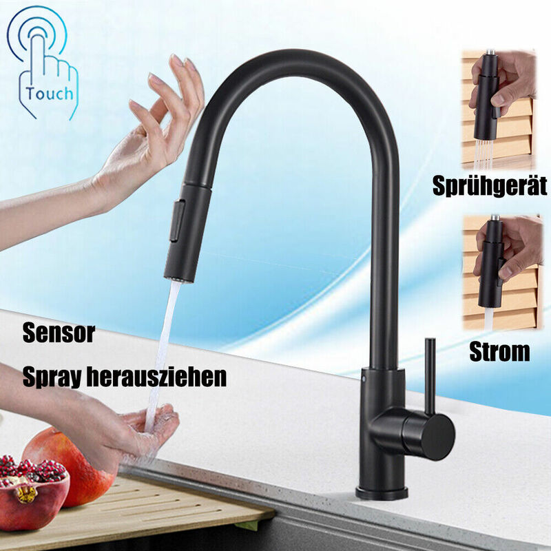 foto del prodotto rubinetto per vasca da cucina touch control miscelatore da cucina con sensore intelligente in acciaio inossidabile rubinetto touch per rubinetti