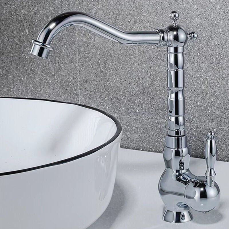 foto del prodotto rubinetto retr europeo antico rubinetto acqua calda e fredda rubinetto lavabo rubinetto rotante retr placcato argento