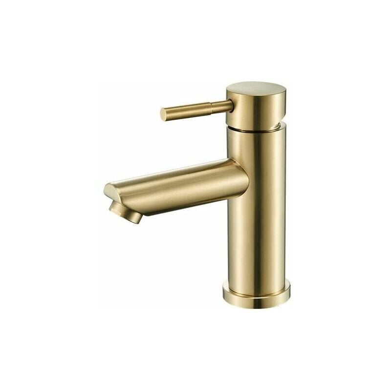 foto del prodotto rubinetto, rubinetto, rubinetto per lavabo, bagno, design moderno e alla moda, rubinetto in ottone dorato spazzolato, lavandino, fornitura di acqua