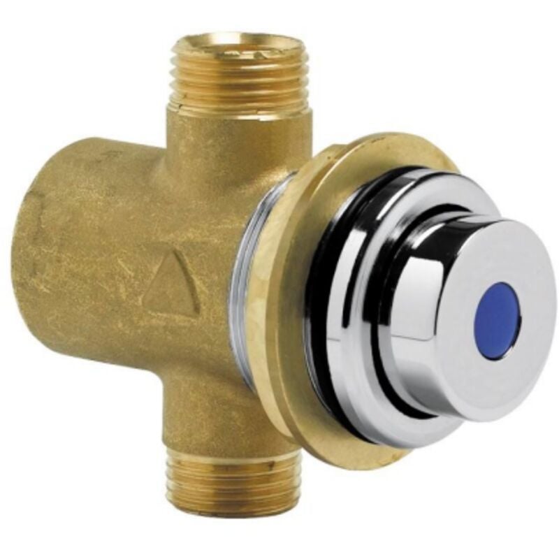 foto del prodotto rubinetto temporizzato per lavabo da incasso con raccordo di fissaggio per pareti sottili idral 08140sp cromato - ottone