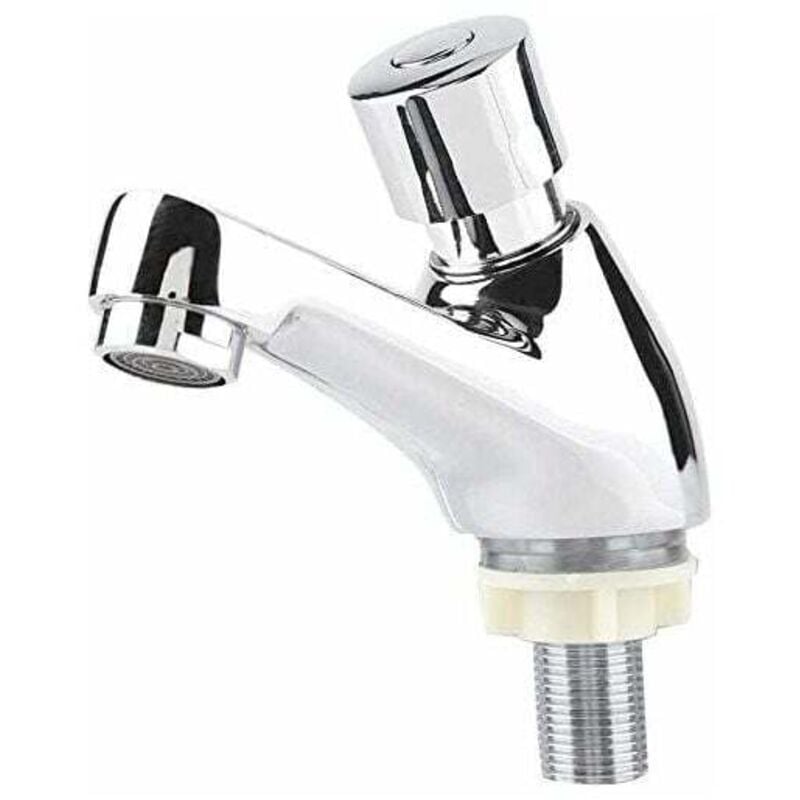 foto del prodotto rubinetto temporizzato per lavabo, rubinetto cromato, chiusura automatica, rubinetto per risparmio idrico, per cucina, bagno, lavaggio a mano, wc