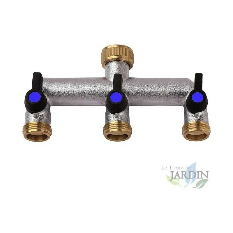 foto del prodotto rubinetto triplo metallo 3 uscite, filettatura 3 4