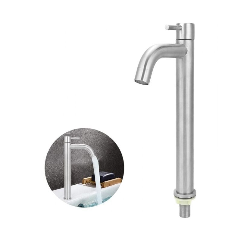 foto del prodotto rubinetto unico in acciaio inossidabile, rubinetto per lavabo con acqua fredda, rubinetto per lavabo ymyny