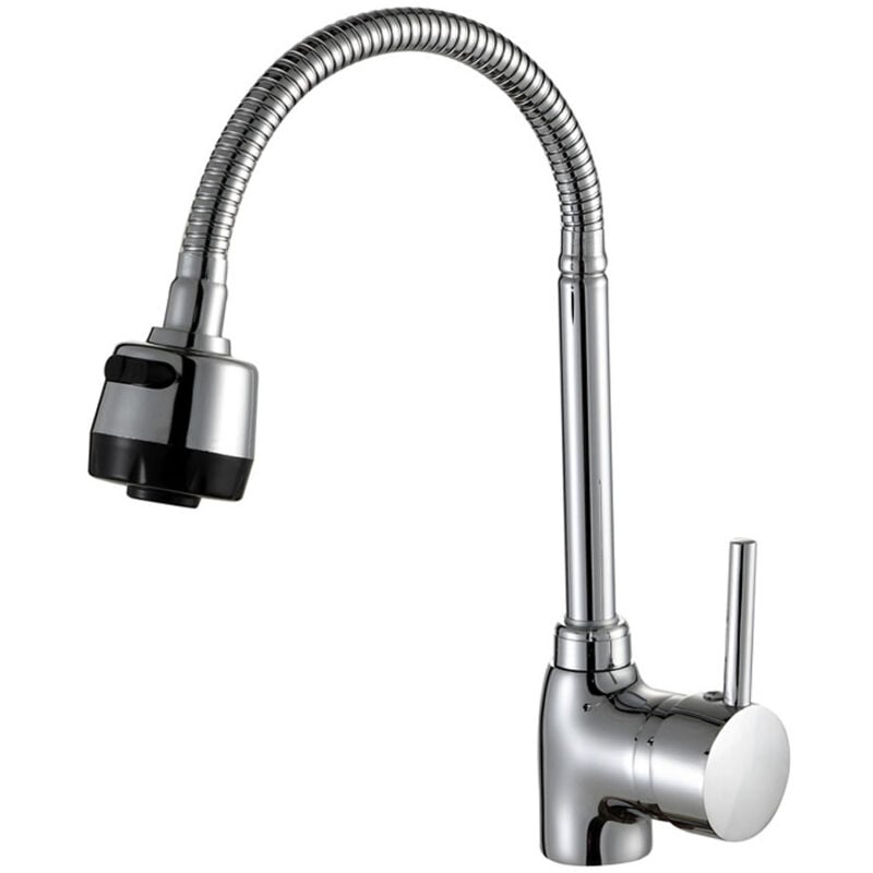 foto del prodotto rubinetto universale da cucina a tre vie in abs con tubo flessibile per acqua calda e fredda da 60 cm - bebusingoto