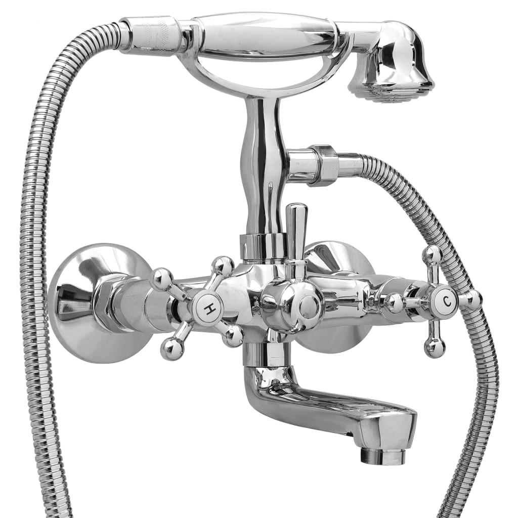 foto del prodotto rubinetto vasca a 2 maniglie con soffione a mano cromato retro cod mxl 51800