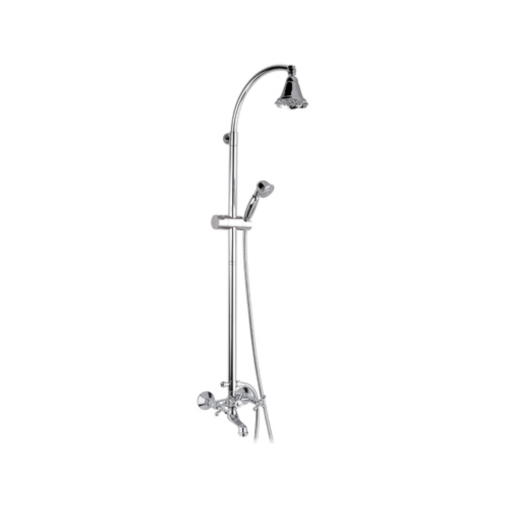 foto del prodotto rubinetto vasca doccia con colonna saliscendi, doccetta liberty e soffione doccia a campanella serie liberty