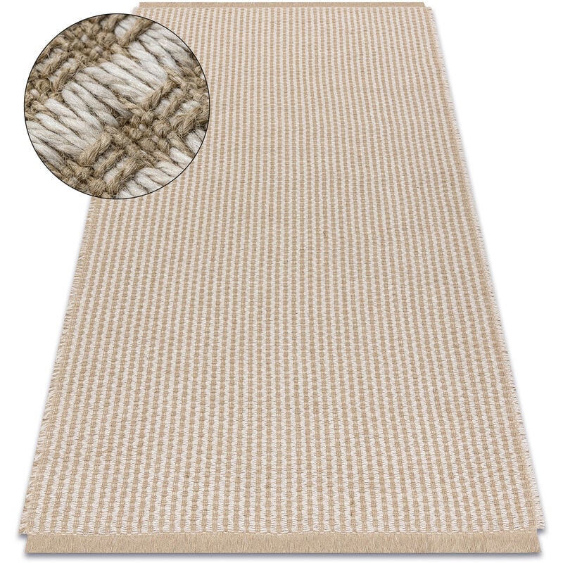 foto del prodotto rugsx tappeto juta 3650 linee crema beige un colore juta, tessitura piatta, frange beige 80x150 cm
