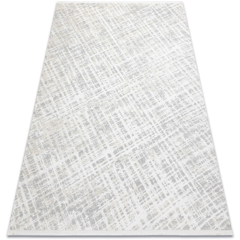 foto del prodotto rugsx tappeto moderno duke 51550 panna grigio traliccio strutturata, molto morbida, frange grey 80x150 cm