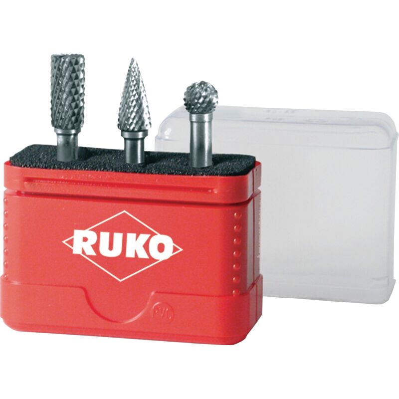 foto del prodotto ruko 116001 kit fresatura metallo temprato diametro albero 6 mm 3 parti