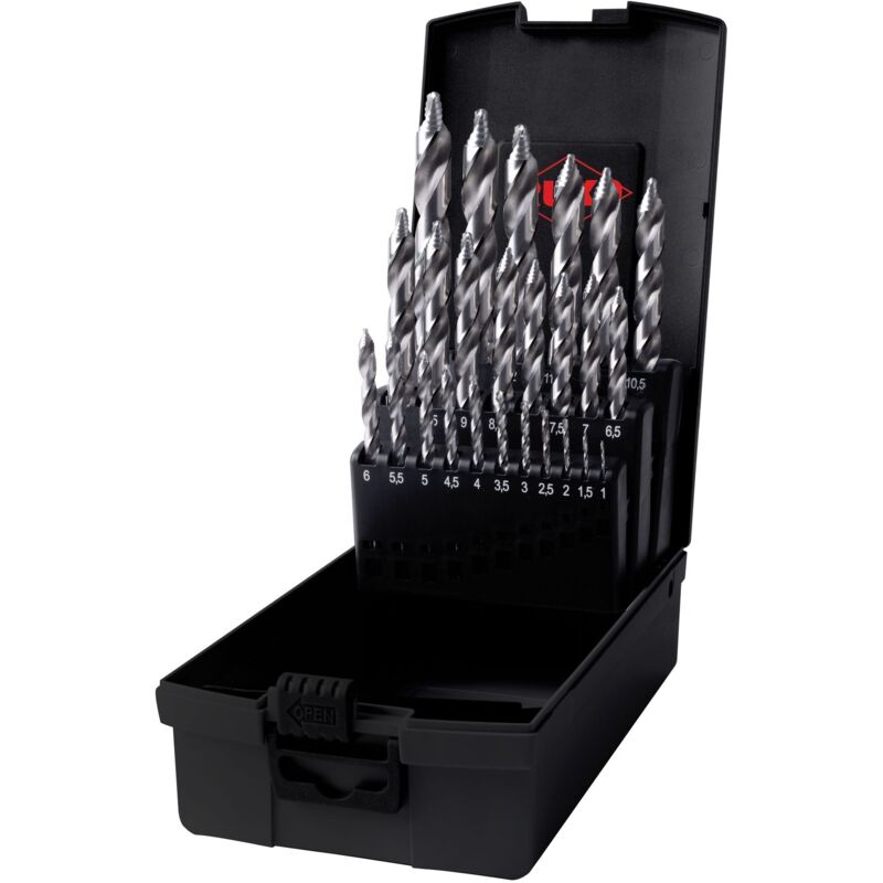 foto del prodotto ruko set di punte elicoidali ultimatecut din 338 tipo flowstep , hss 25 pezzi.